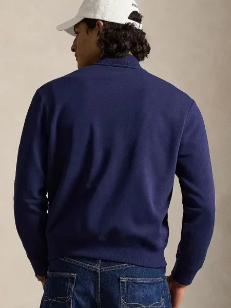 Polo Ralph Lauren dukserica na zakopčavanje za muškarce s pamukom plava