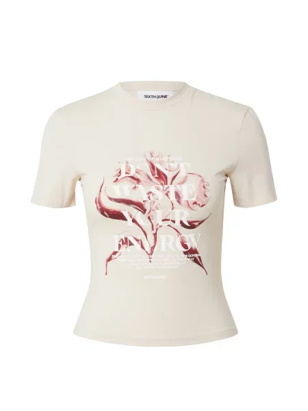 Sixth June Tričko sivobéžová / merlotová biela