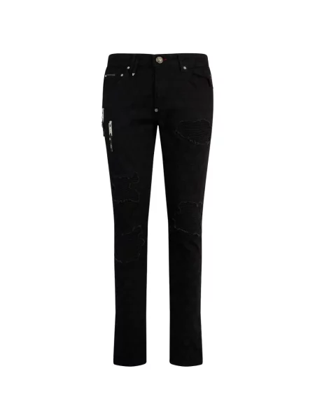 Blugi Philipp Plein cu broderie negru