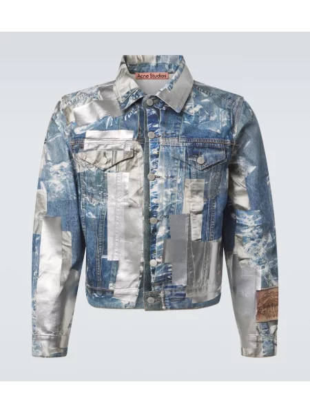 Geacă de blugi Acne Studios cu imagine albastru