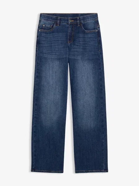 Jeansy wide leg średni stan niebieskie