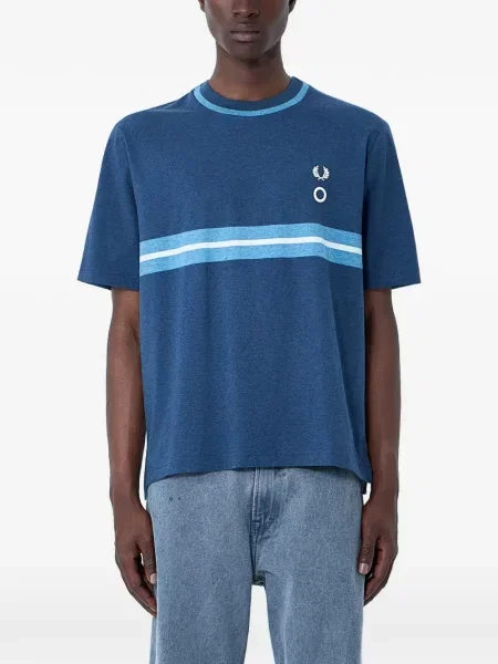 Tricou Fred Perry cu broderie cu decolteu rotund albastru