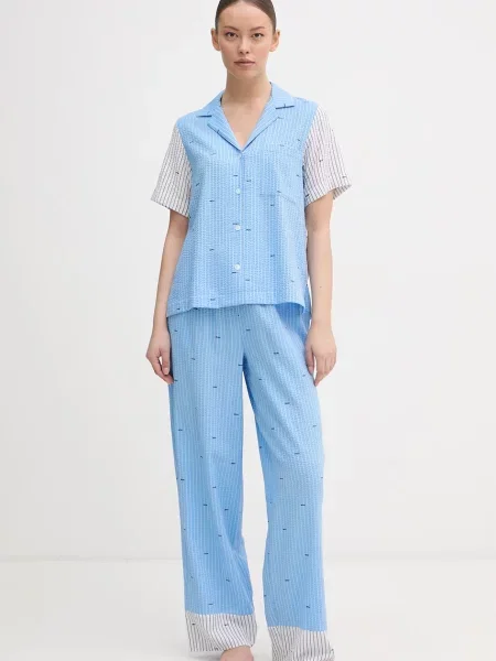 DKNY dvoudílné pyžamo s viskózou modré