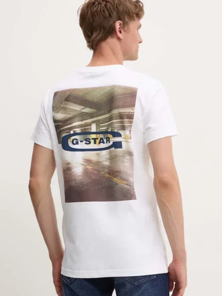 Тениска G-Star Raw с принт бяло