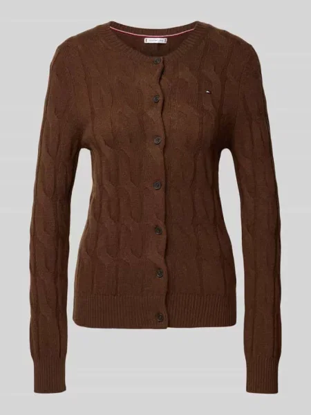 Kurtka o kroju regular fit z dzianiny z czystej wełny ze ściegiem warkoczowym Tommy Hilfiger