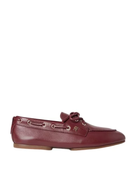 Tommy Hilfiger mokasyny skórzane TH SLEEK LEATHER BOAT SHOE czerwone