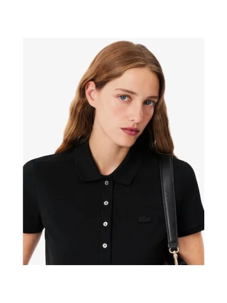 Lacoste T-shirt z kołnierzykiem czarny