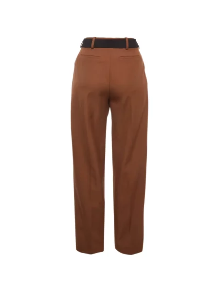 Cu centură pantaloni Victoria Beckham maro