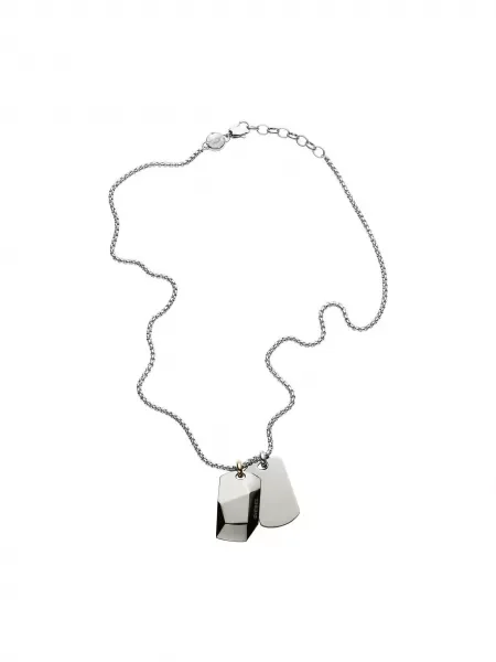 DIESEL Retiazka Dog Tag' strieborná