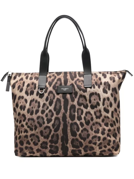 Geantă Dolce & Gabbana cu imagine cu model leopard maro