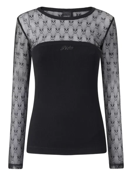 Top Pinko din dantelă lung negru