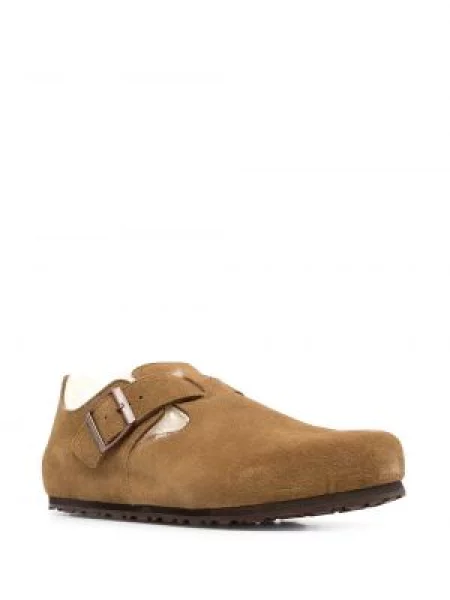 Papuci de casă Birkenstock din piele de oaie maro