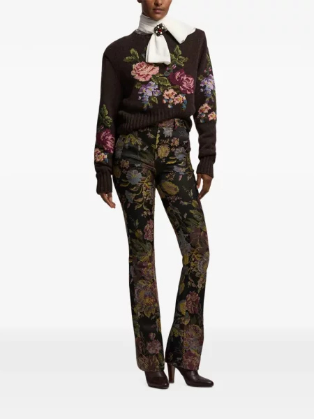 Φλοράλ παντελόνι Ralph Lauren Collection ζακάρ μαύρο