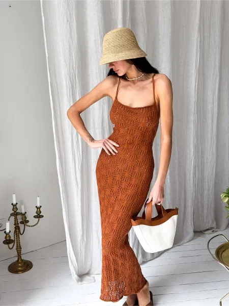 Трикотажный сарафан Art Knit коричневый