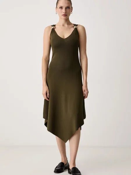 Morgan rochie cu vâscoză verde