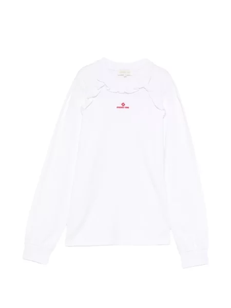 Lung tricou Shushu/tong cu volane alb