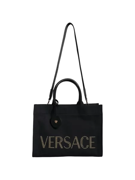 Geantă shopper Versace cu tepi negru