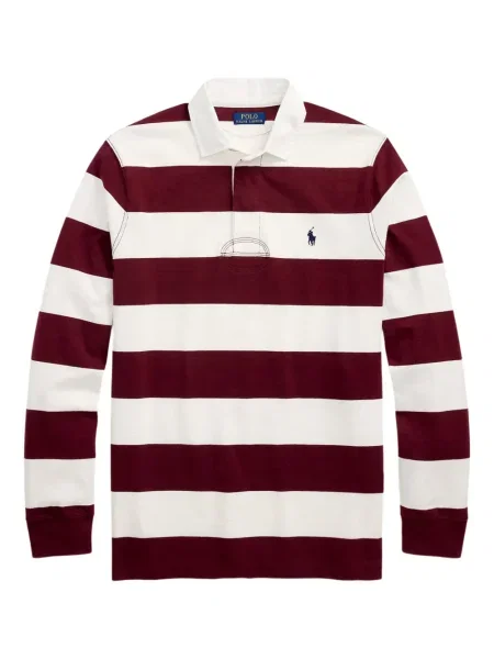 Ριγέ polo Polo Ralph Lauren με κουκούλα με αυτόγραφο λευκό