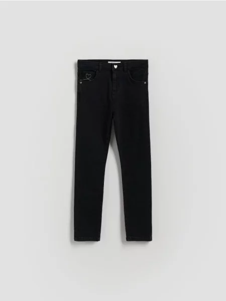 Reserved Jeansy slim fit z guzikiem w serce szary
