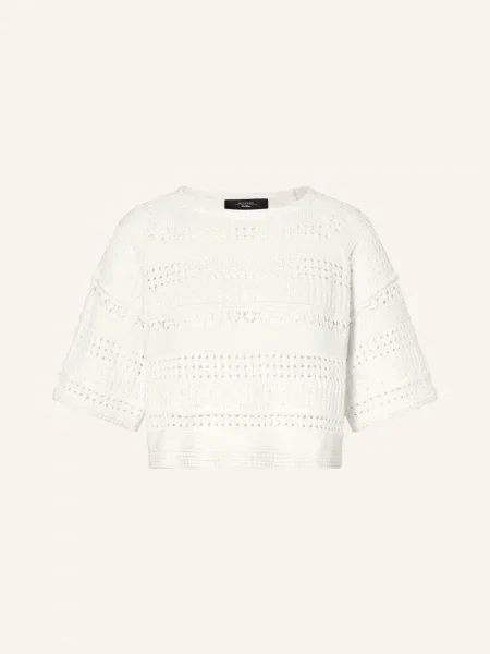 Weekend Max Mara Sweter Z Dzianiny Iorche weiss beżowy