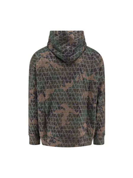 Lniana bluza z kapturem Valentino z kapturem zielona