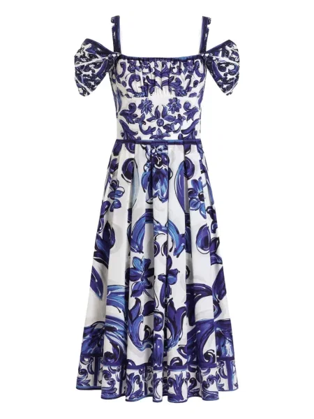 Rochie maxi Dolce & Gabbana cu imagine cu model paisley de costum alb