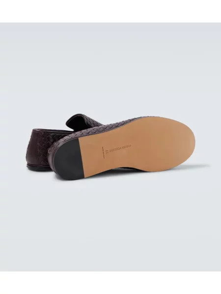 Usnjene hlačke slip Bottega Veneta rjava