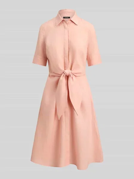 Sukienka koszulowa z czystego lnu Lauren Ralph Lauren różowa