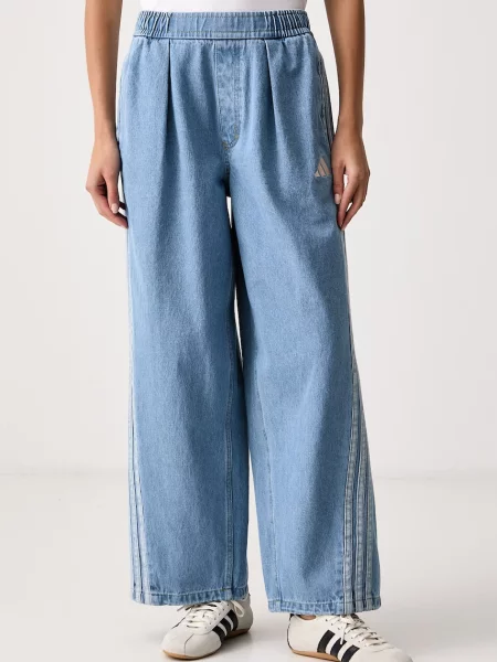 Adidas blugi wide leg pentru femei Denim Pack gri