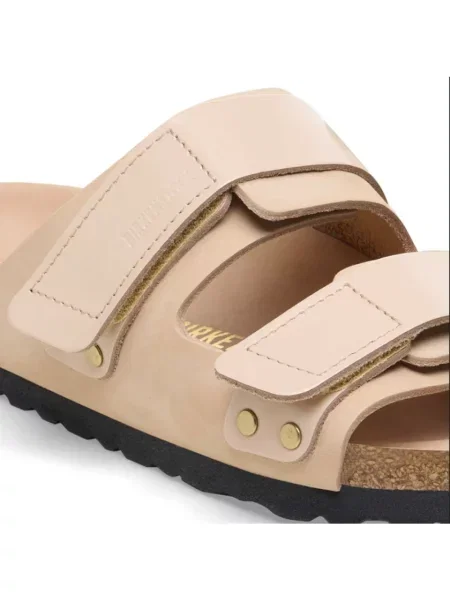 Klapki Birkenstock skórzane beżowe