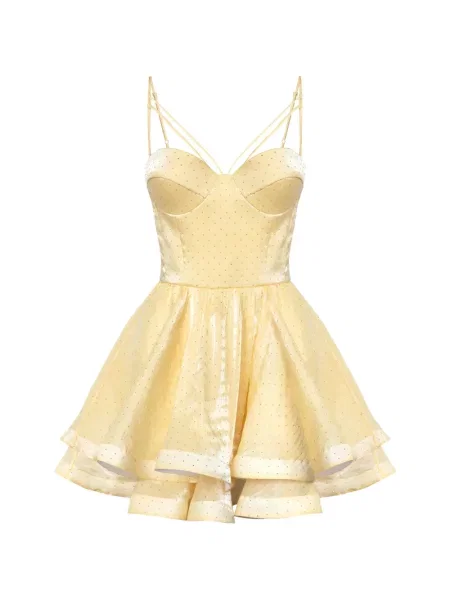 Stras rochie mini Post Meridiem galben