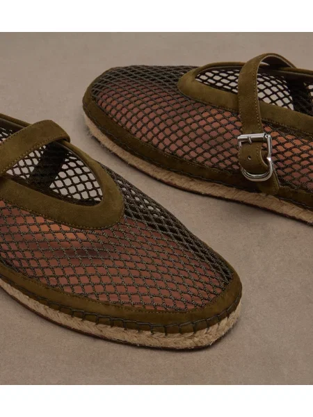 Espadrile Alaïa din piele de căprioară de plasă verde