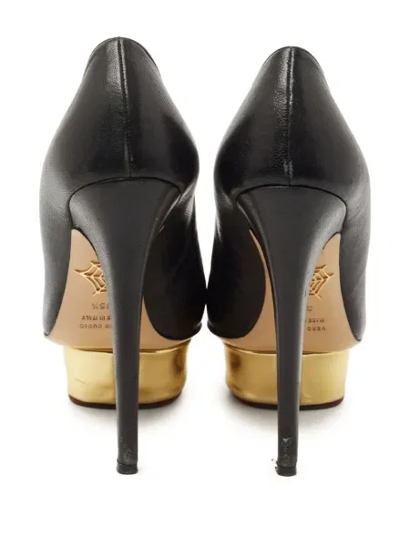 Kožne salonke Charlotte Olympia s platformom crna