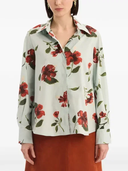 Bluză Oscar De La Renta din poplin albastru
