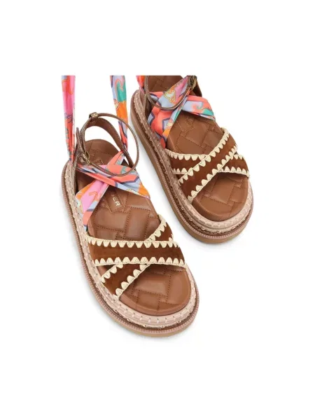 Szal Kurt Geiger London skórzana brązowa