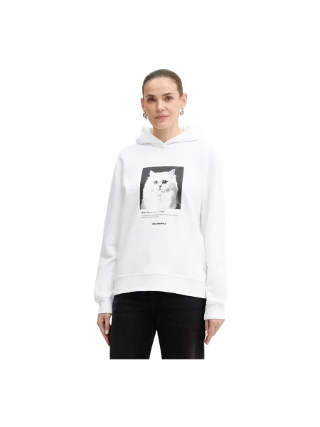 Bluza z kapturem Karl Lagerfeld z kapturem biała