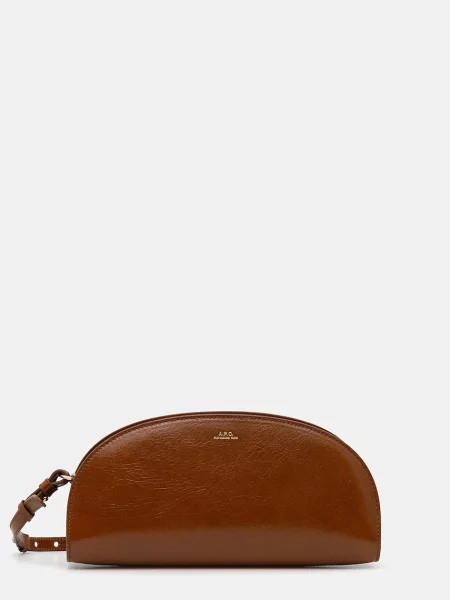 A.P.C. torebka skórzana sac demi-lune shoulder brązowy