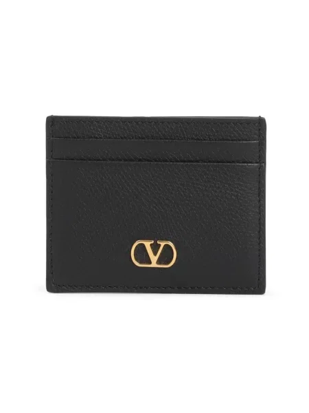 Lniany portfel Valentino Garavani z logo czarny