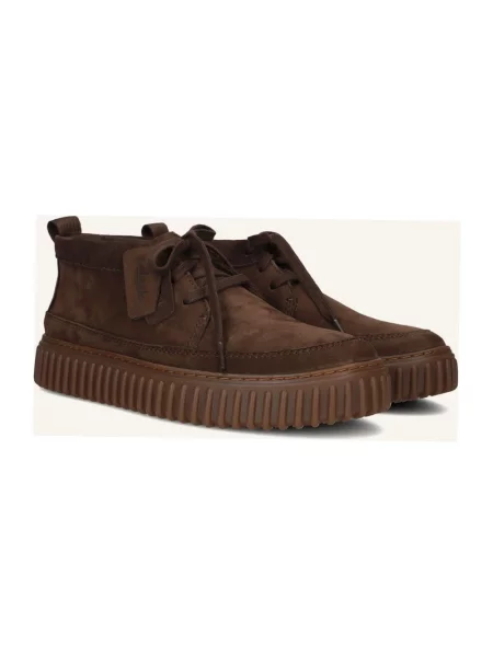 Botki Clarks skórzane brązowe