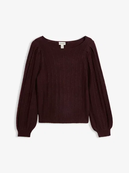 Sweter z rękawami bufkami czerwony