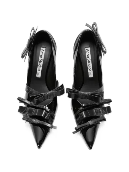 Pantofi cu toc Acne Studios cu funde din piele negru
