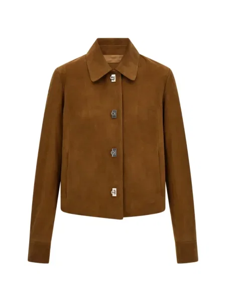 Kurtka Ferragamo z nubuku brązowa