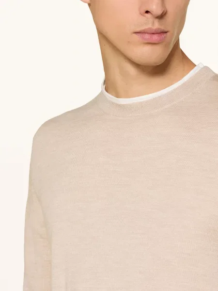 Strokesman's Sweter Z Wełny Merino beige beżowy
