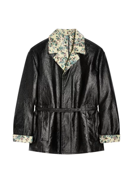 Cu centură geacă Dries Van Noten negru