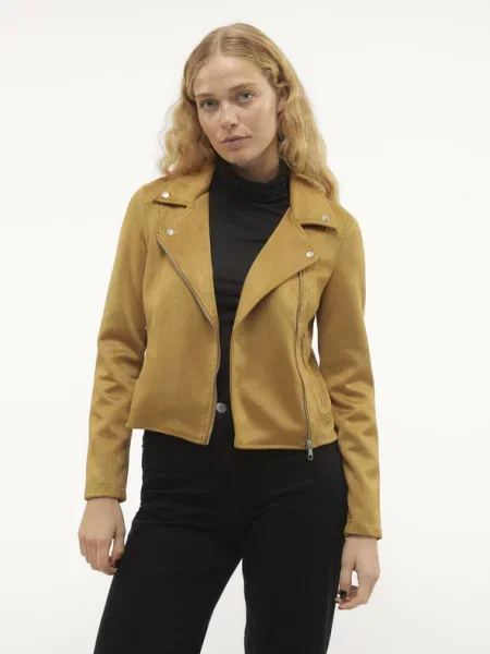 Μπουφάν από απομίμηση δέρματος Vero Moda κίτρινο