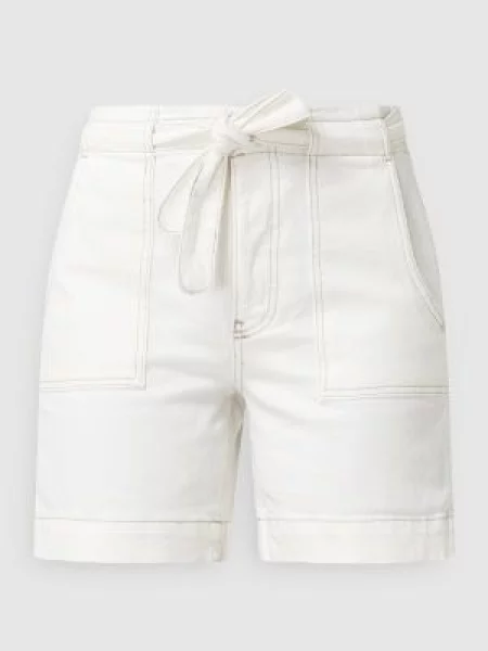 Szorty jeansowe z wysokim stanem i w talii model ‘Vinna’ Pieces białe