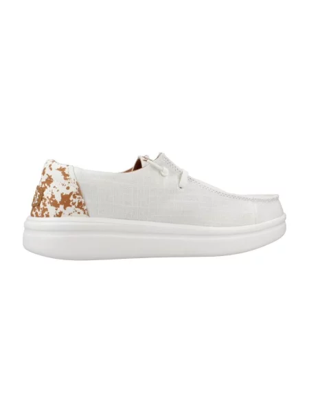 Pantofi Heydude cu imprimeu animal print alb