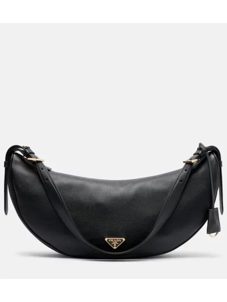 Kožená velká kožená taška Prada černá