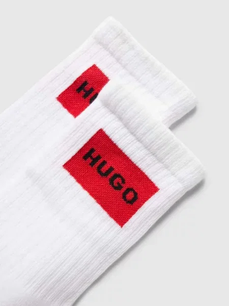Skarpety z detalem z logo w zestawie 2 szt. Hugo białe