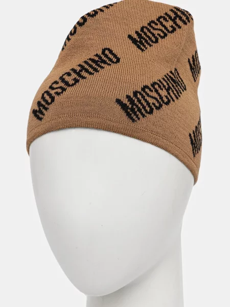Шерстяная шапка Moschino коричневая